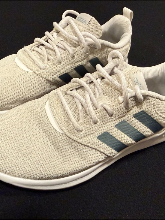 adidas Shoes - adidas CloudfoamCream Knit Sneakers with Blue Stripes
